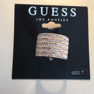 Guess Gold Band Rows of Rhinestones size 7